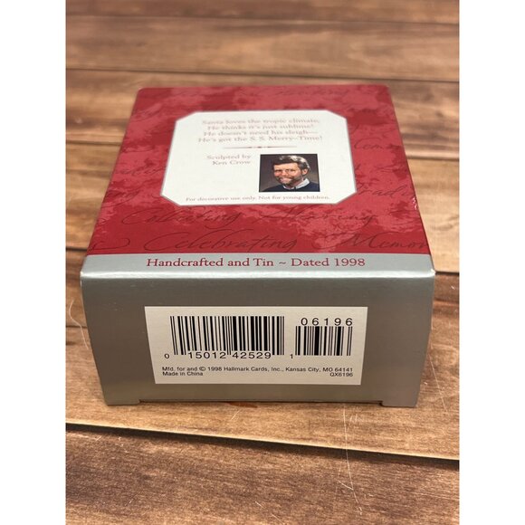 1998 HALLMARK ORNAMENT QX6196 CRUISING INTO CHRISTMAS TIN BY KEN CROW SANTA BOAT - Picture 3 of 9